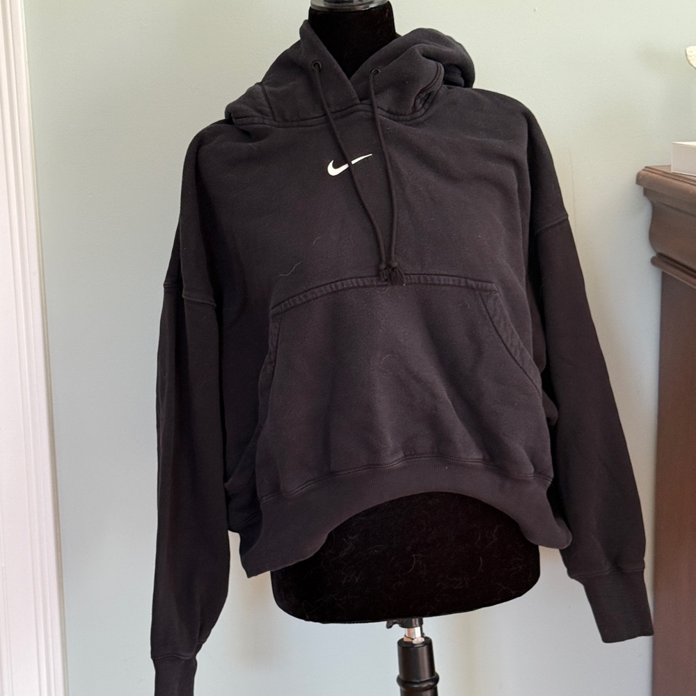 Nike Black Hoodie with White Logo Tag